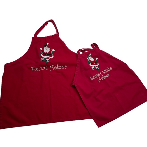 Santa's Helper apron set adult and child sizes Christmas Holiday mommy and me - Picture 1 of 9